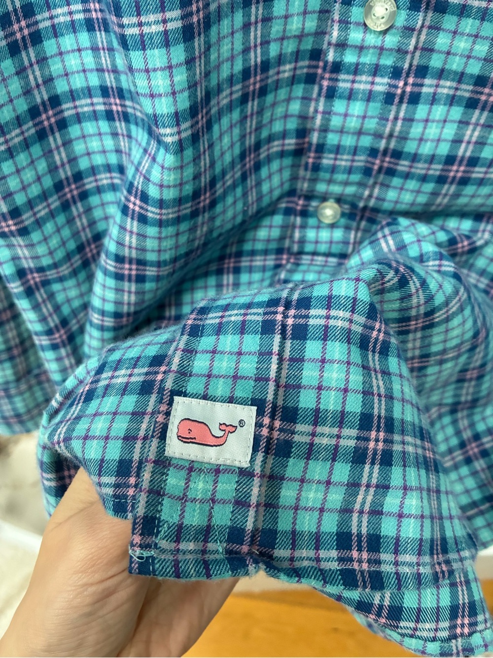 Vineyard Vines Button-Down Plaid Long-Sleeve Shirt in pink and Blue